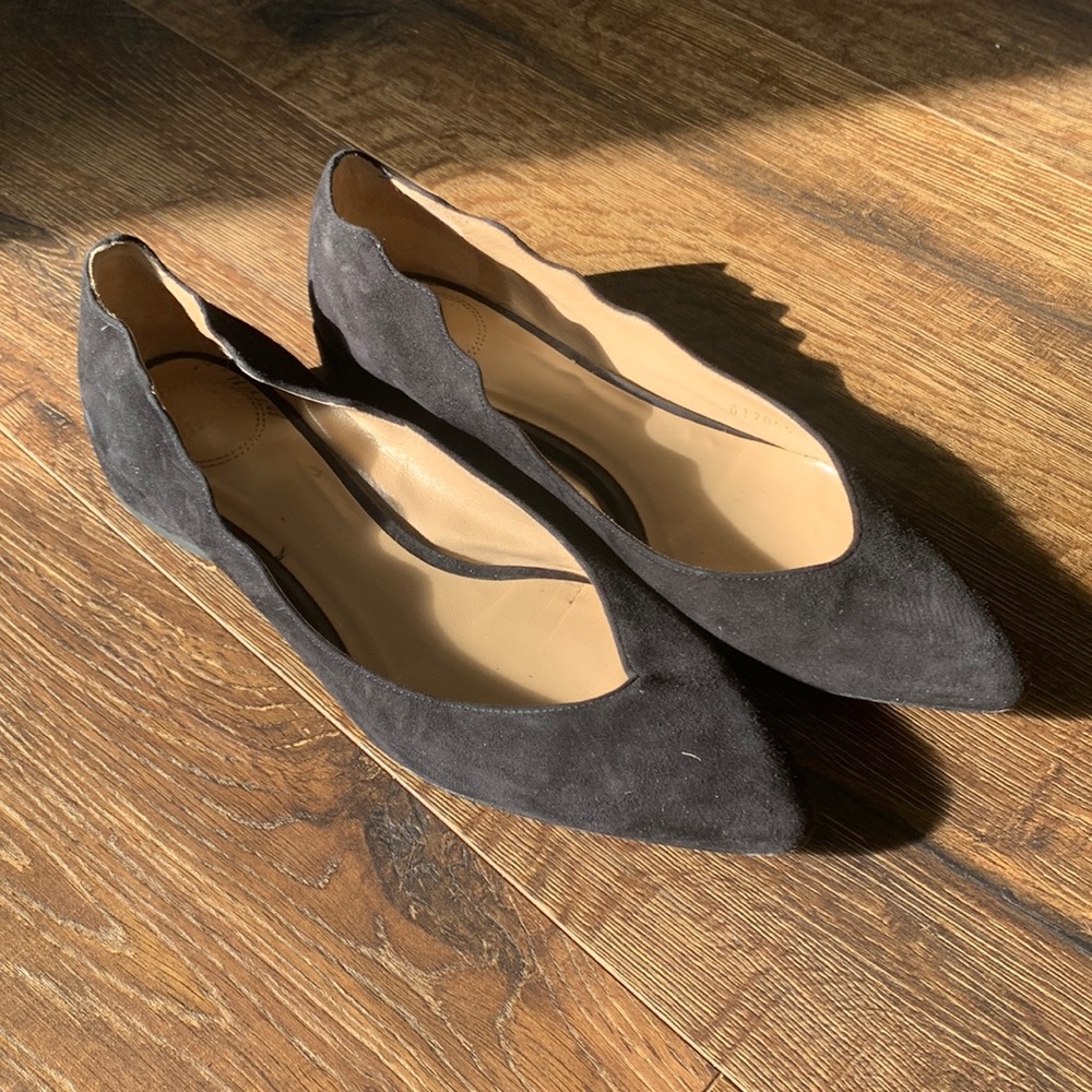 Chloe Lauren suede scalloped flats